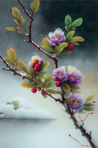 Puzzles für Erwachsene 300 Teile, Purple Plum Blossom Artwork Puzzle 38 x 26 cm, Bunte DIY-Puzzles für Heimdekoration Familienpuzzle für Einsteiger und Kinder von QiHon