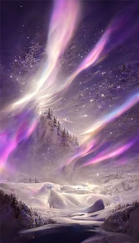 Puzzles für Erwachsene 300 Teile, Purple Snow Aurora Artwork Puzzle 38 x 26 cm, Bunte DIY-Puzzles für Heimdekoration Familienpuzzle für Einsteiger und Kinder von QiHon