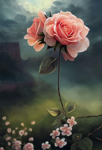 Puzzles für Erwachsene 300 Teile, Rose Plant Artwork Puzzle 40 x 28 cm, Bunte DIY-Puzzles für Heimdekoration Familienpuzzle für Einsteiger und Kinder von QiHon
