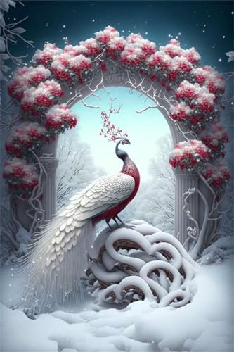 Puzzles für Erwachsene 300 Teile, Snow Peacock Animals Artwork Puzzle 40 x 28 cm, Bunte DIY-Puzzles für Heimdekoration Familienpuzzle für Einsteiger und Kinder von QiHon