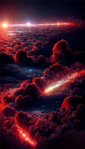 Puzzles für Erwachsene 300 Teile, Starry Red Sky Artwork Puzzle 40 x 28 cm, Bunte DIY-Puzzles für Heimdekoration Familienpuzzle für Einsteiger und Kinder von QiHon