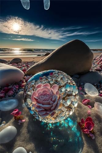 Puzzles für Erwachsene 300 Teile, Strand bei Sonnenaufgang Artwork Puzzle 40 x 28 cm, Bunte DIY-Puzzles für Heimdekoration Familienpuzzle für Einsteiger und Kinder von QiHon