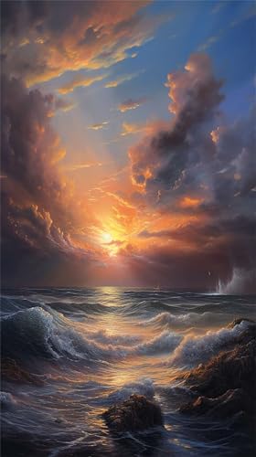 Puzzles für Erwachsene 300 Teile, Sunset Seascape Artwork Puzzle 38 x 26 cm, Bunte DIY-Puzzles für Heimdekoration Familienpuzzle für Einsteiger und Kinder von QiHon