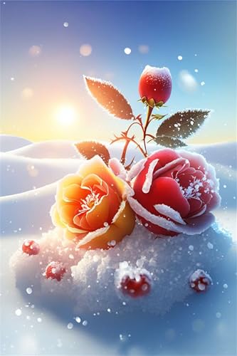 Puzzles für Erwachsene 300 Teile, Sunshine Snow Roses Artwork Puzzle 38 x 26 cm, Bunte DIY-Puzzles für Heimdekoration Familienpuzzle für Einsteiger und Kinder von QiHon