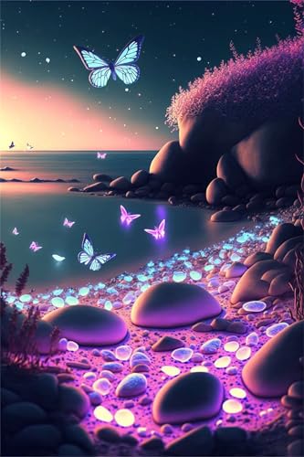 Puzzles für Erwachsene 300 Teile, Traumhafter Strandschmetterling Artwork Puzzle 40 x 28 cm, Bunte DIY-Puzzles für Heimdekoration Familienpuzzle für Einsteiger und Kinder von QiHon