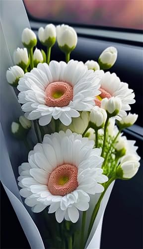 Puzzles für Erwachsene 300 Teile, White Daisy Flower Artwork Puzzle 40 x 28 cm, Bunte DIY-Puzzles für Heimdekoration Familienpuzzle für Einsteiger und Kinder von QiHon