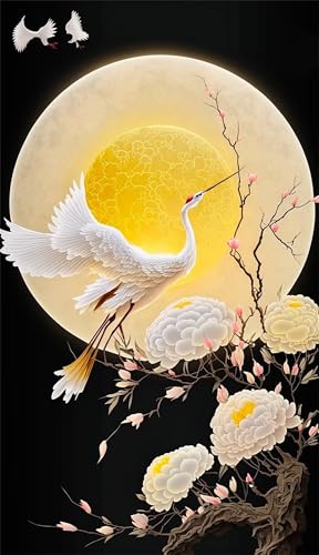 Puzzles für Erwachsene 300 Teile, White Peony Cranes Artwork Puzzle 40 x 28 cm, Bunte DIY-Puzzles für Heimdekoration Familienpuzzle für Einsteiger und Kinder von QiHon