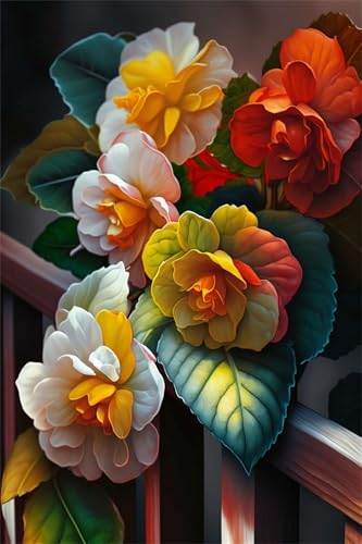 Puzzles für Erwachsene 300 Teile, White Yellow Begonia Artwork Puzzle 40 x 28 cm, Bunte DIY-Puzzles für Heimdekoration Familienpuzzle für Einsteiger und Kinder von QiHon