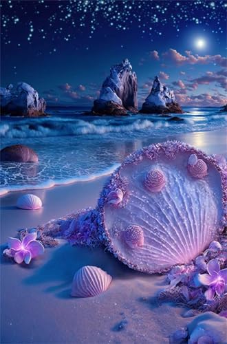 Puzzles für Erwachsene 500 Teile, Beach Shell Purple Artwork Puzzle 52 x 38 cm, Bunte DIY-Puzzles für Heimdekoration Familienpuzzle für Einsteiger und Kinder von QiHon