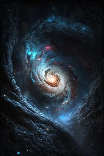 Puzzles für Erwachsene 500 Teile, Blue Nebula Swirl Artwork Puzzle 52 x 38 cm, Bunte DIY-Puzzles für Heimdekoration Familienpuzzle für Einsteiger und Kinder von QiHon