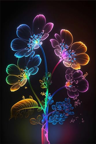Puzzles für Erwachsene 500 Teile, Blue Purple Flowers Artwork Puzzle 52 x 38 cm, Bunte DIY-Puzzles für Heimdekoration Familienpuzzle für Einsteiger und Kinder von QiHon