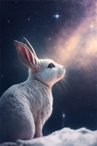 Puzzles für Erwachsene 500 Teile, Bunny Stars Artwork Puzzle 52 x 38 cm, Bunte DIY-Puzzles für Heimdekoration Familienpuzzle für Einsteiger und Kinder von QiHon