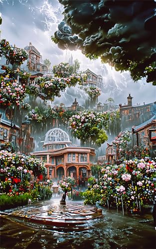 Puzzles für Erwachsene 500 Teile, Fantasy Rose Garden Artwork Puzzle 52 x 38 cm, Bunte DIY-Puzzles für Heimdekoration Familienpuzzle für Einsteiger und Kinder von QiHon