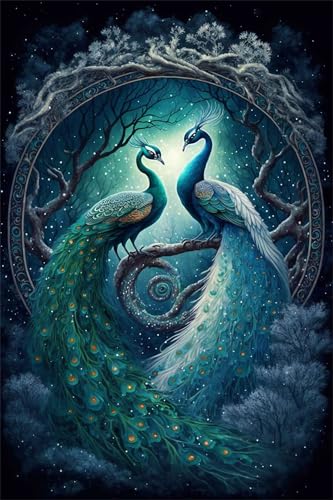 Puzzles für Erwachsene 500 Teile, Green Peacock Animal Artwork Puzzle 52 x 38 cm, Bunte DIY-Puzzles für Heimdekoration Familienpuzzle für Einsteiger und Kinder von QiHon