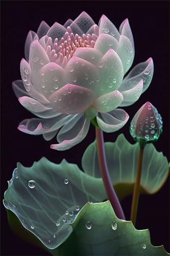 Puzzles für Erwachsene 500 Teile, Lotus Blossom Artwork Puzzle 52 x 38 cm, Bunte DIY-Puzzles für Heimdekoration Familienpuzzle für Einsteiger und Kinder von QiHon