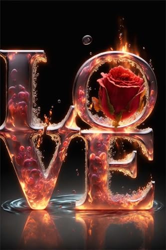Puzzles für Erwachsene 500 Teile, Love Red Roses Artwork Puzzle 52 x 38 cm, Bunte DIY-Puzzles für Heimdekoration Familienpuzzle für Einsteiger und Kinder von QiHon