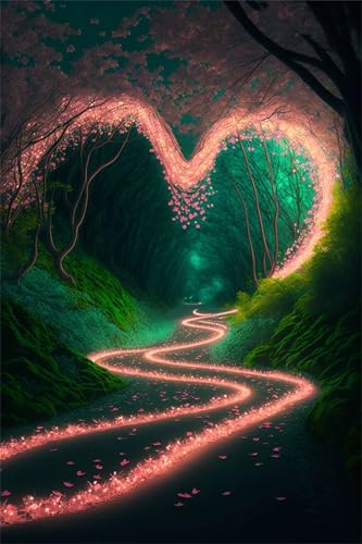 Puzzles für Erwachsene 500 Teile, Pink Heart Landscape Artwork Puzzle 52 x 38 cm, Bunte DIY-Puzzles für Heimdekoration Familienpuzzle für Einsteiger und Kinder Puzzles für Erwachsene 500 Teile, Pink Heart Landscape Artwork Puzzle 52 x 38 cm, Bunte DIY-Puzzles für Heimdekoration Familienpuzzle für Einsteiger und Kinder von QiHon