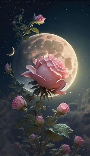 Puzzles für Erwachsene 500 Teile, Pink Rose Moon Artwork Puzzle 52 x 38 cm, Bunte DIY-Puzzles für Heimdekoration Familienpuzzle für Einsteiger und Kinder Puzzles für Erwachsene 500 Teile, Pink Rose Moon Artwork Puzzle 52 x 38 cm, Bunte DIY-Puzzles für Heimdekoration Familienpuzzle für Einsteiger und Kinder von QiHon