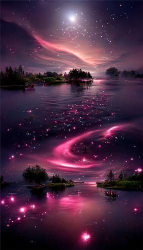 Puzzles für Erwachsene 500 Teile, Pink Starry Sky Artwork Puzzle 52 x 38 cm, Bunte DIY-Puzzles für Heimdekoration Familienpuzzle für Einsteiger und Kinder von QiHon