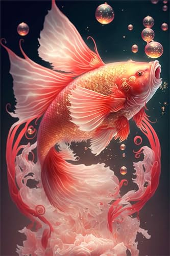 Puzzles für Erwachsene 500 Teile, Red Koi Artwork Puzzle 52 x 38 cm, Bunte DIY-Puzzles für Heimdekoration Familienpuzzle für Einsteiger und Kinder von QiHon
