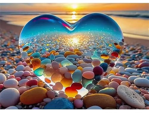 Puzzles für Erwachsene 500 Teile, Sunset Colored Rocks Artwork Puzzle 52 x 38 cm, Bunte DIY-Puzzles für Heimdekoration Familienpuzzle für Einsteiger und Kinder von QiHon