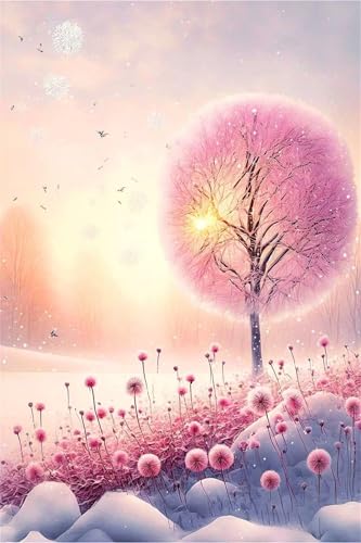 Puzzles für Erwachsene 500 Teile, Sunshine Pink Löwenzahn Artwork Puzzle 52 x 38 cm, Bunte DIY-Puzzles für Heimdekoration Familienpuzzle für Einsteiger und Kinder von QiHon