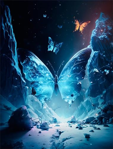 Puzzles für Erwachsene 700 Teile, Blue Butterfly Artwork Puzzle 52 x 38 cm, Bunte DIY-Puzzles für Heimdekoration Familienpuzzle für Einsteiger und Kinder von QiHon