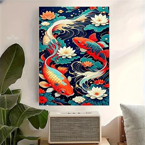 Puzzles für Erwachsene 700 Teile, Koi Lotus Artwork Puzzle 52 x 38 cm, Bunte DIY-Puzzles für Heimdekoration Familienpuzzle für Einsteiger und Kinder von QiHon