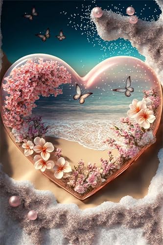 Puzzles für Erwachsene 700 Teile, Pink Heart Strand Artwork Puzzle 52 x 38 cm, Bunte DIY-Puzzles für Heimdekoration Familienpuzzle für Einsteiger und Kinder Puzzles für Erwachsene 700 Teile, Pink Heart Strand Artwork Puzzle 52 x 38 cm, Bunte DIY-Puzzles für Heimdekoration Familienpuzzle für Einsteiger und Kinder von QiHon