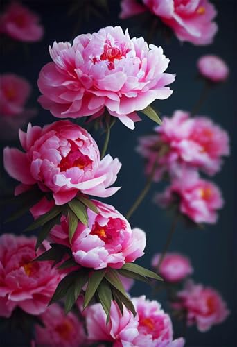 Puzzles für Erwachsene 700 Teile, Pink Peonies Artwork Puzzle 52 x 38 cm, Bunte DIY-Puzzles für Heimdekoration Familienpuzzle für Einsteiger und Kinder von QiHon
