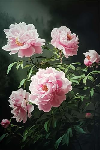 Puzzles für Erwachsene 700 Teile, Pink Peony Flower Artwork Puzzle 52 x 38 cm, Bunte DIY-Puzzles für Heimdekoration Familienpuzzle für Einsteiger und Kinder von QiHon