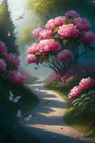Puzzles für Erwachsene 700 Teile, Pink Peony Garden Artwork Puzzle 52 x 38 cm, Bunte DIY-Puzzles für Heimdekoration Familienpuzzle für Einsteiger und Kinder von QiHon