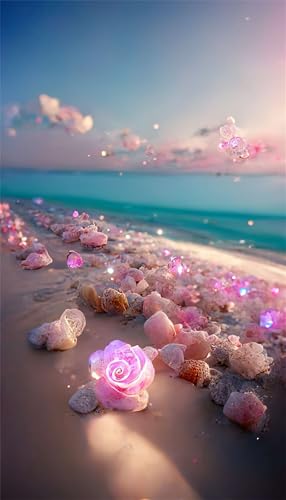 Puzzles für Erwachsene 700 Teile, Pink Rose Beach Artwork Puzzle 52 x 38 cm, Bunte DIY-Puzzles für Heimdekoration Familienpuzzle für Einsteiger und Kinder von QiHon