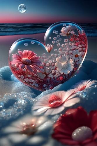 Puzzles für Erwachsene 700 Teile, Red Daisy Beach Artwork Puzzle 52 x 38 cm, Bunte DIY-Puzzles für Heimdekoration Familienpuzzle für Einsteiger und Kinder von QiHon