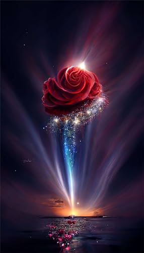 Puzzles für Erwachsene 700 Teile, Red Roses Night Sky Artwork Puzzle 52 x 38 cm, Bunte DIY-Puzzles für Heimdekoration Familienpuzzle für Einsteiger und Kinder von QiHon