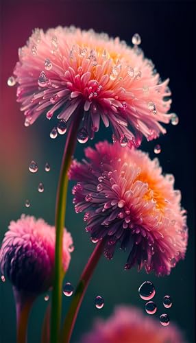 Puzzles für Erwachsene 700 Teile, Rosa Blüten Wassertropfen Artwork Puzzle 52 x 38 cm, Bunte DIY-Puzzles für Heimdekoration Familienpuzzle für Einsteiger und Kinder von QiHon