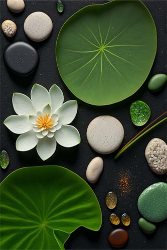Puzzles für Erwachsene 700 Teile, White Lotus Flower Artwork Puzzle 52 x 38 cm, Bunte DIY-Puzzles für Heimdekoration Familienpuzzle für Einsteiger und Kinder von QiHon