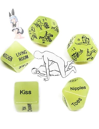 QiKKago 5 GrüN Plastik Spiel WüRfel, Geeignet FüR Die Nacht, Paar Geschenke -D24 von QiKKago