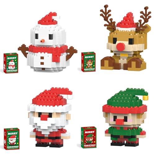 Qiamia Weihnachtsbaustein-Set, 4-teiliges Weihnachtsmann-Design-Bausteinset, DIY-Weihnachtsmann-Design-Baustein (Set-A) von Qiamia