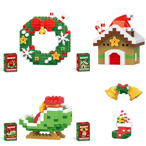 Qiamia Weihnachtsbaustein-Set, 4-teiliges Weihnachtsmann-Design-Bausteinset, DIY-Weihnachtsmann-Design-Baustein (Set-B) von Qiamia