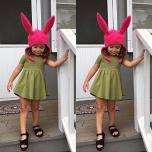 Qianderer Bob's Burgers Louise Hasenohren Hut Damen/Mädchen Winter Warm Halloween Winddicht Kaninchen Lange Ohren Hut (Rosa, S) von Qianderer