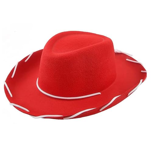 Qianderer Cowboyhut für Kinder, Zubehör für Cowboy- und Cowgirl-Hut, perfekt für Wild-West- und Cowboy-Themenpartys, Welttag des Buches oder jede andere Kostümveranstaltung (Rot, S) von Qianderer
