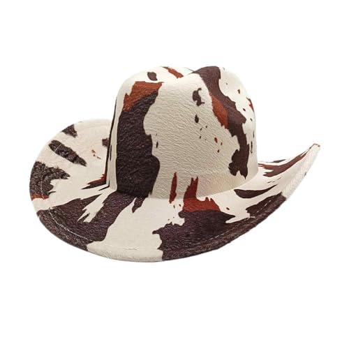Qianderer Cowboyhut mit Leopardenmuster, Country-Rodeo, Western-Cowboyhüte für Verkleidungspartys, Spielkostüm, Performance-Hut für Geburtstagsparty (Elfenbein, Einheitsgröße) von Qianderer