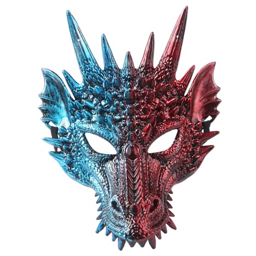 Qianderer Drachenmaske, Unisex, Erwachsene, mittelalterliche Fantasy-Drachen-Halbmaske, Drachenkostüm, Cosplay, gruselige Tiermaske, halb schreckliche Maskerade, Maske für Welttag des Buches und Qianderer Drachenmaske, Unisex, Erwachsene, mittelalterliche Fantasy-Drachen-Halbmaske, Drachenkostüm, Cosplay, gruselige Tiermaske, halb schreckliche Maskerade, Maske für Welttag des Buches und von Qianderer