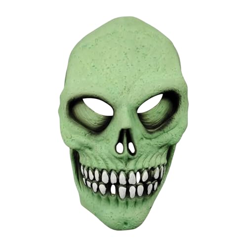 Qianderer Erwachsene Weiß Skelett Maske Gruseliger Schädel Gesichtsmaske Gruselige Gesichtsbedeckung Horror Cosplay Trick or Treat Halloween Verkleidung Kostüm Zubehör (Grün, L) von Qianderer