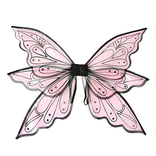 Qianderer Feenflügel, Schmetterlingsflügel, Feenflügel für Erwachsene, Damen, Kinder, Mädchen, Schmetterlingsflügel für Halloween, Weihnachten, Cosplay, Kostüm, Motto-Party, Schmetterling, Rot von Qianderer