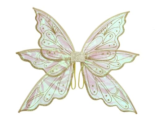 Qianderer Feenflügel, Schmetterlingsflügel, Feenflügel für Erwachsene, Damen, Kinder, Mädchen, Schmetterlingsflügel für Halloween, Weihnachten, Cosplay, Kostüm, Motto-Party (Bronzing-Gold, 60 x 50 cm) von Qianderer