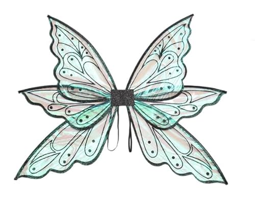 Qianderer Feenflügel, Schmetterlingsflügel, Feenflügel für Erwachsene, Damen, Kinder, Mädchen, Schmetterlingsflügel für Halloween, Weihnachten, Cosplay, Kostüm, Motto-Party (Bronzing-Schwarz, 60 x 50 von Qianderer