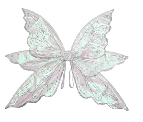 Qianderer Feenflügel, Schmetterlingsflügel, Feenflügel für Erwachsene, Damen, Kinder, Mädchen, Schmetterlingsflügel für Halloween, Weihnachten, Cosplay, Kostüm, Motto-Party (Bronzing Silber, 60 x 50 von Qianderer