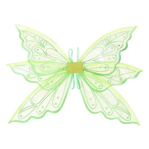 Qianderer Feenflügel, Schmetterlingsflügel, Feenflügel für Erwachsene, Damen, Kinder, Mädchen, Schmetterlingsflügel für Halloween, Weihnachten, Cosplay, Kostüm, Motto-Party (Druck, grün, 60 x 50 cm) von Qianderer